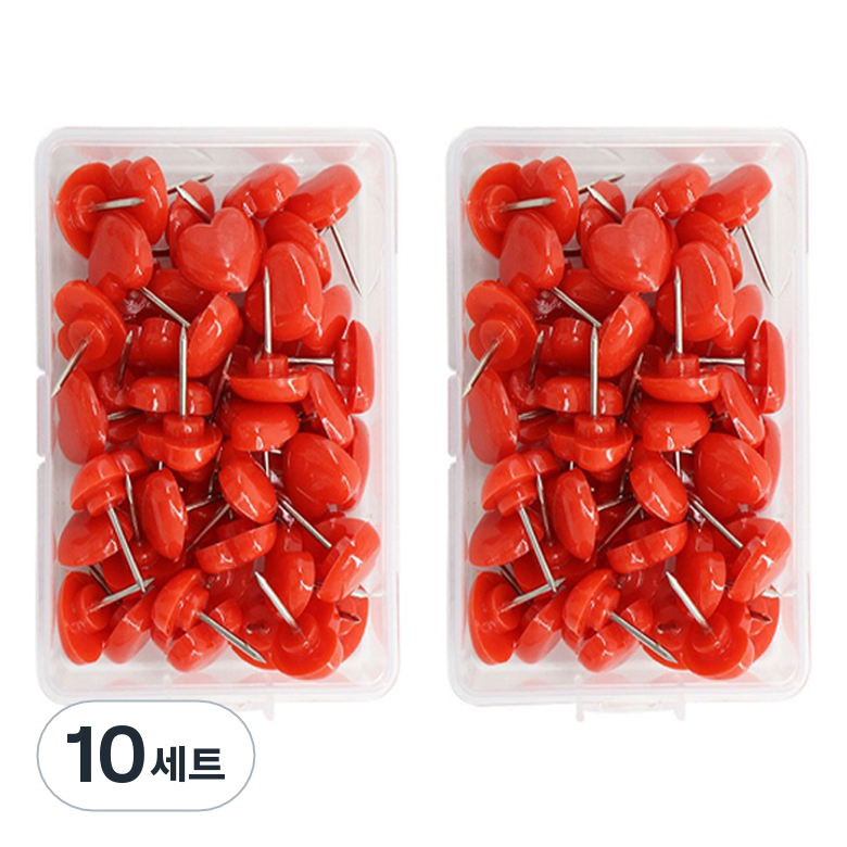 문구담 귀여운 하트모양 압정 50p 세트 레드, 10세트 39,500원