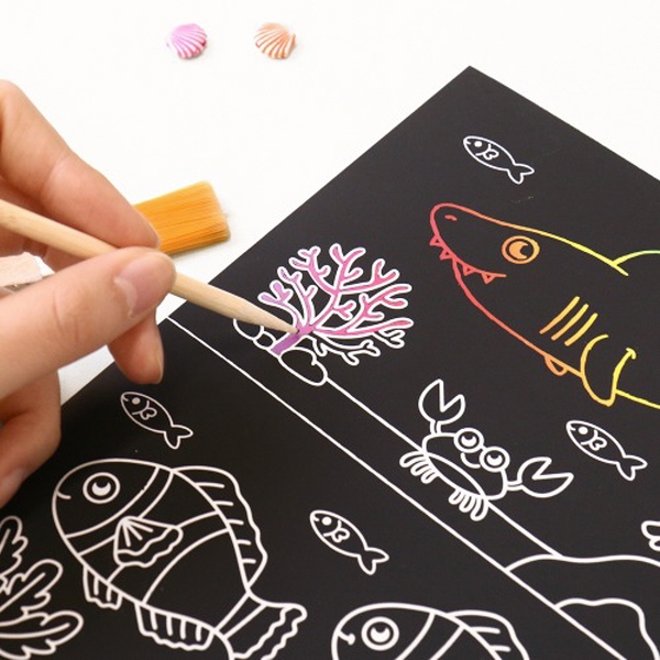 해양생물 스크래치페이퍼, 해양생물D 600원