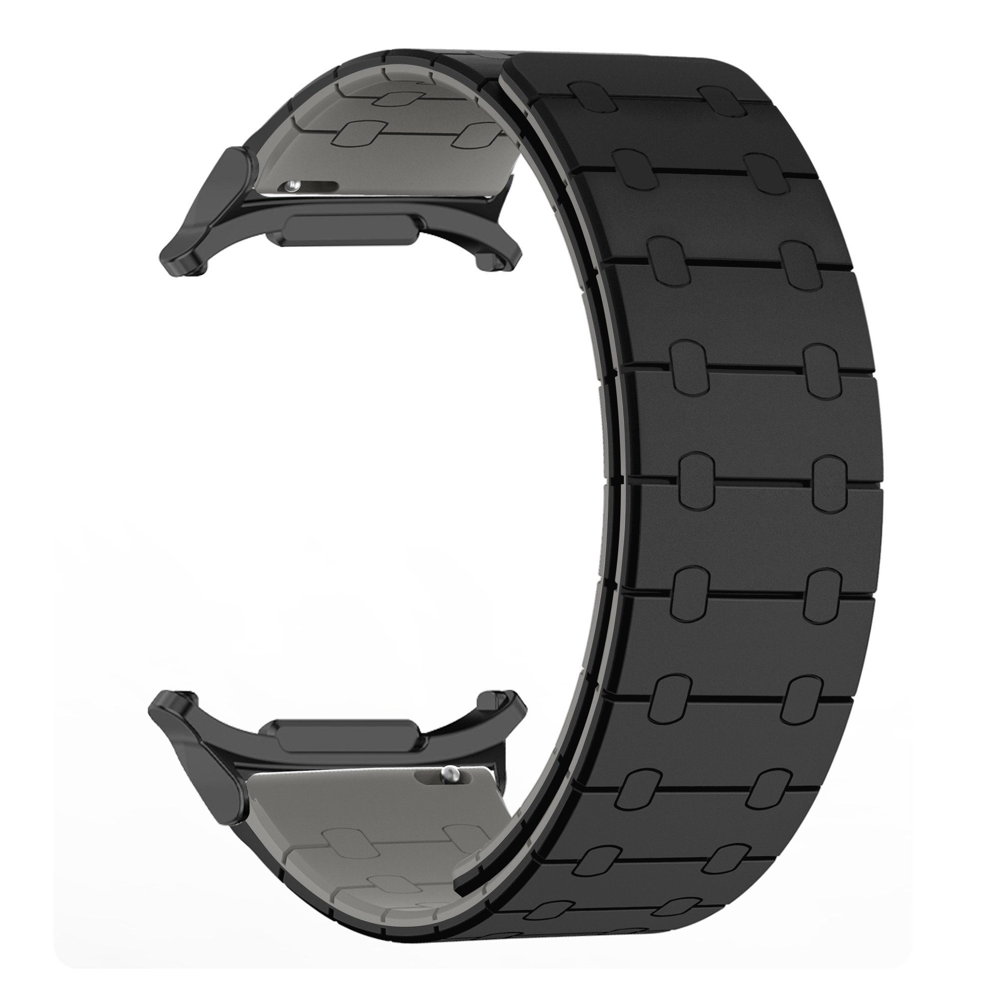 투톤 강력한 마그네틱 갤럭시워치 8 40mm 44mm 46mm 클래식 실리콘 스트랩 자석 밴드, 블랙스틸(블랙+그레이) 19,500원