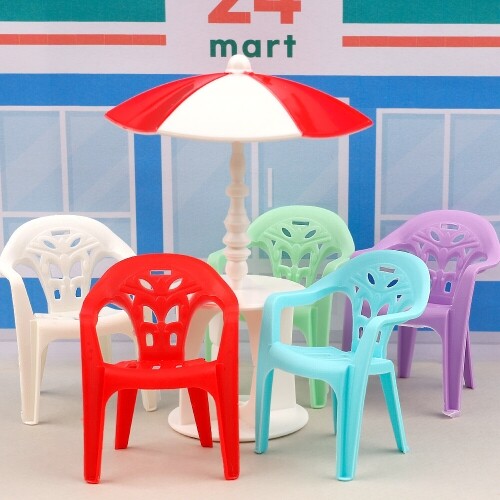 10개입 미니어처 파스텔 편의점 플라스틱 의자, 레드 편의점 의자   L-01-332 1,100원
