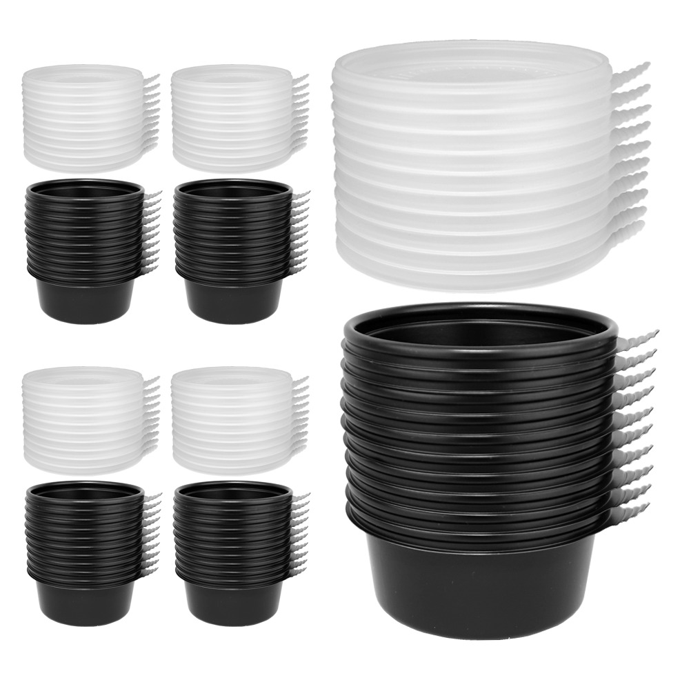 원형 하프 죽용기 밥 국용기 350 블랙 50p + 뚜껑 반투명 50p 세트, 1세트 13,190원