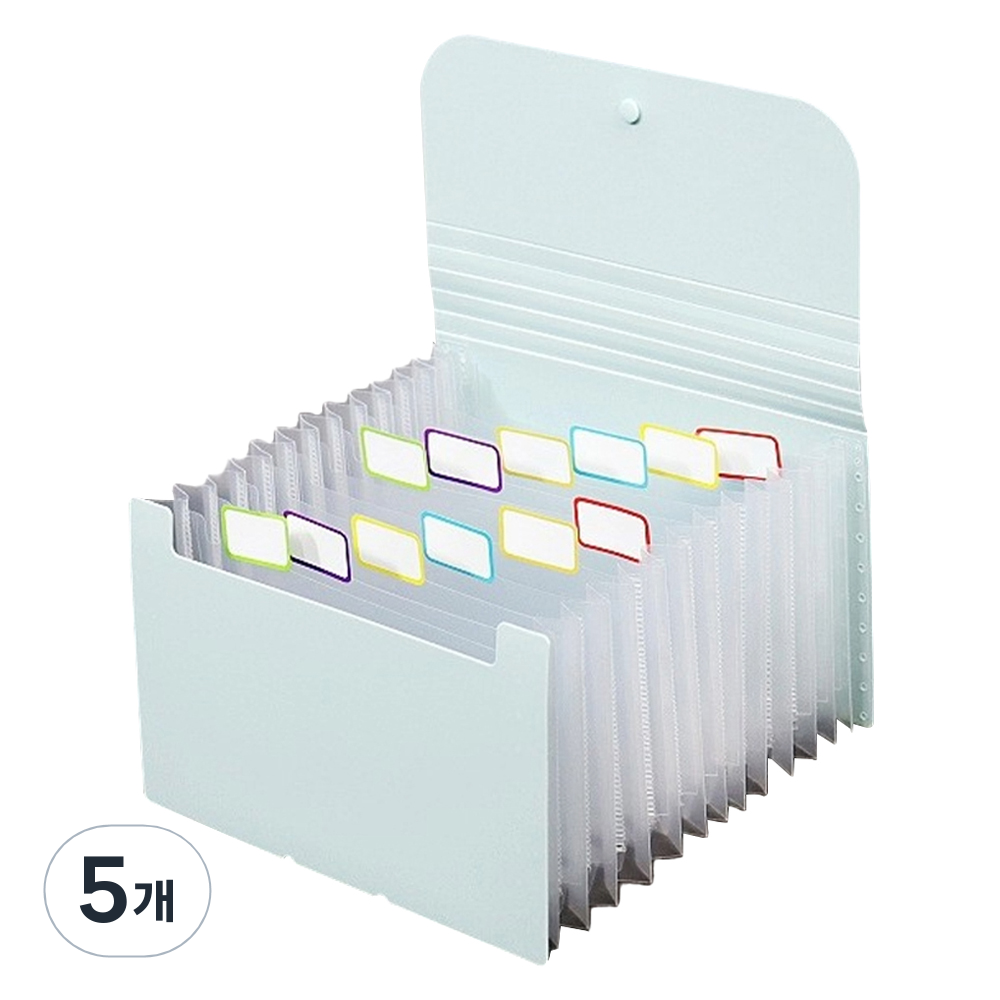 마다꾸미 A6 지폐 보관함 통장 영수증 정리 12칸 투명속지 아코디언 파일, 그린, 5개 44,000원