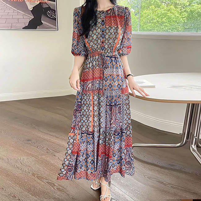 앤드스타일 여성용 로지패이즐리 반팔 롱 원피스 262374 35,670원