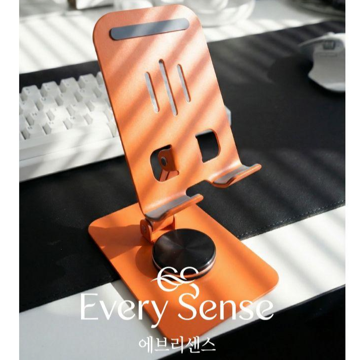 에브리센스 풀메탈 360도 접이식 탁상용 핸드폰 태블릿 거치대, 1개, 오렌지 12,000원