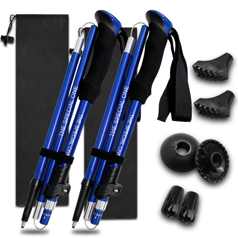 Equator 등산스틱 접이식 Full 폴대 고강도 두랄루민 7075 T6, 1세트, 파란색 30,400원