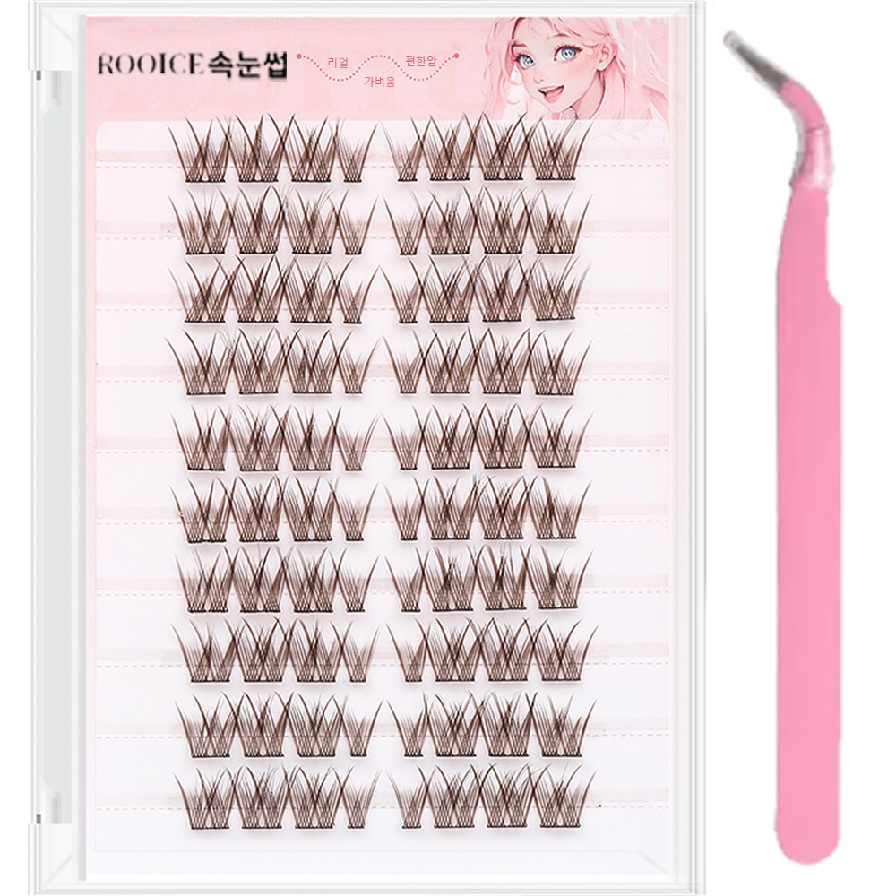 루이스 노글루 3D자연 가닥 속눈썹 대용량 아이래쉬 인조 속눈썹 집게 세트 2종컬러 8,900원