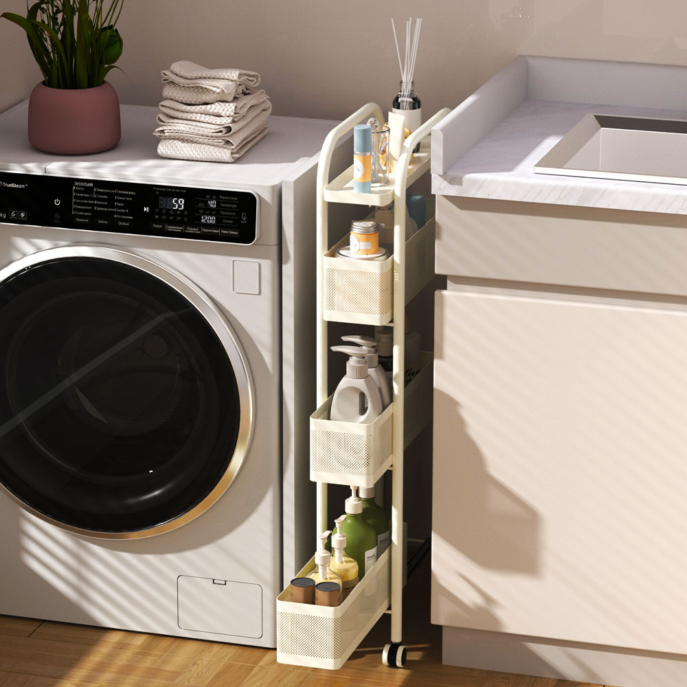 Fahomiss 탄소강 틈새 선반 고품질 이동식 트롤리 슬라이딩 수납장 다용도 수납함 3단 4단 5단, 화이트, 5단 62,500원