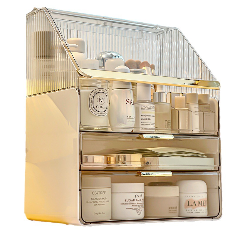 분리 사용가능 미노스토리 NEW 시즌 특대형 3단 화장품정리함 + 브러쉬 보관함 증정, 화이트+투명, 1개 30,500원