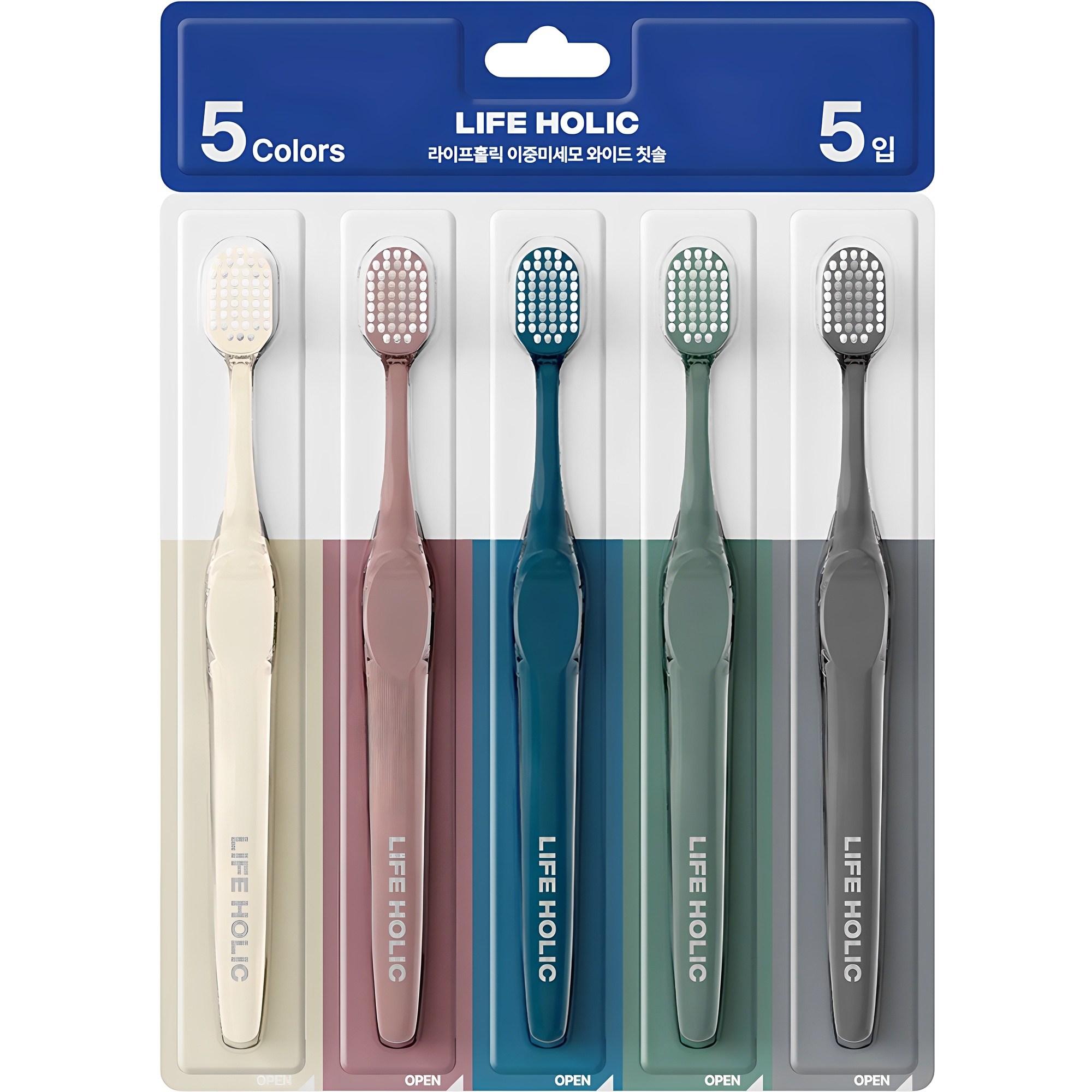 라이프홀릭 이중미세모 와이드 칫솔, 5개입, 1세트 7,900원