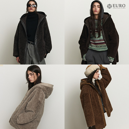 유로컬렉션 25FW 호주산 양모100% 후드 하프코트 87,200원