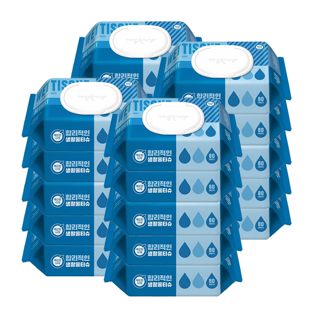 깨끗한나라 합리적인 생활물티슈 80매 1박스 20개입 캡형, 20개, 80매 20,590원