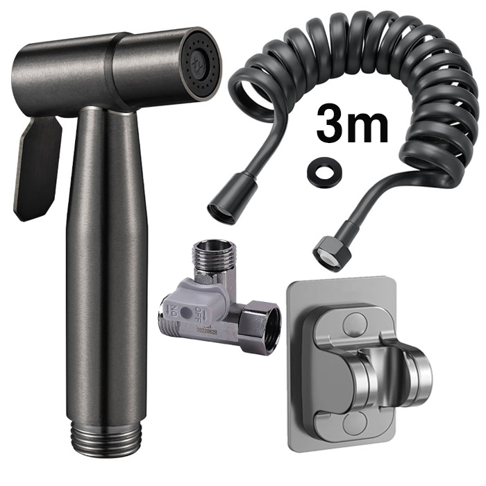 스테인레스304스프레이건 코일호스3m on/off 2구분배기 거치대 4종세트 12,900원