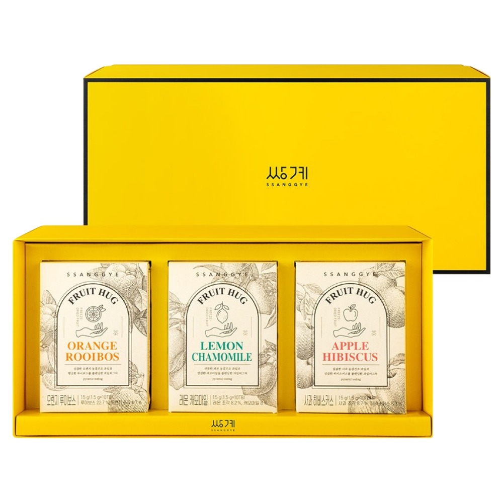 쌍계명차 과일뿜뿜 허그티 3종 세트 + 쇼핑백, 사과 히비스커스, 오렌지 루이보스, 레몬 캐모마일, 1세트 19,500원