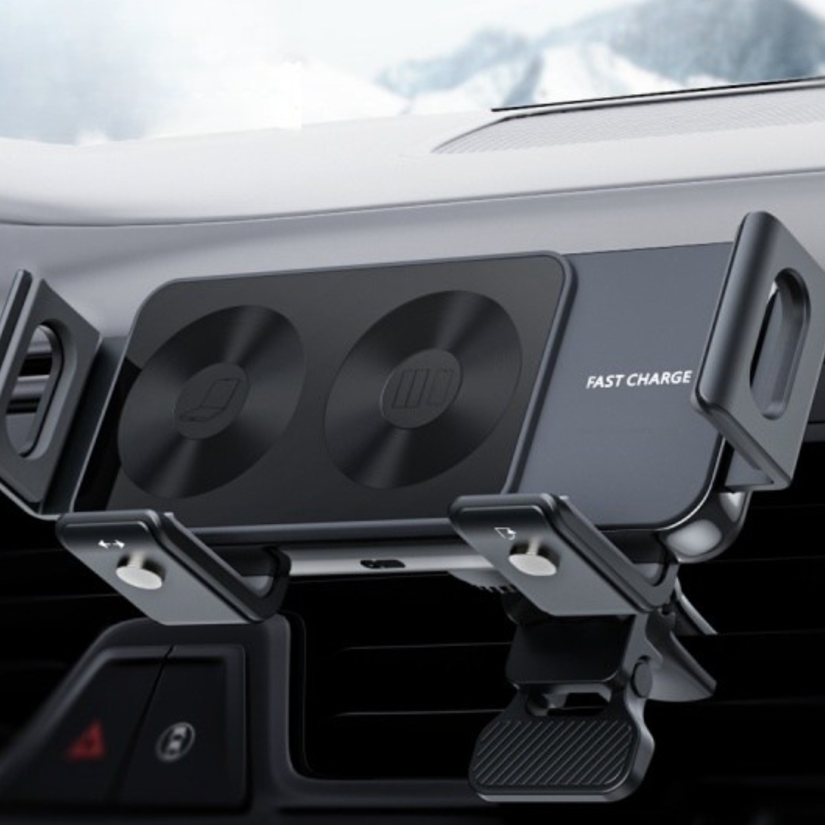 MOKIN 차량용 맥세이프 무선 충전기 15W 휴대폰 태블릿PC 2in1 거치대 일체형 고속 휴대용 송풍구형 90도회전 38,000원