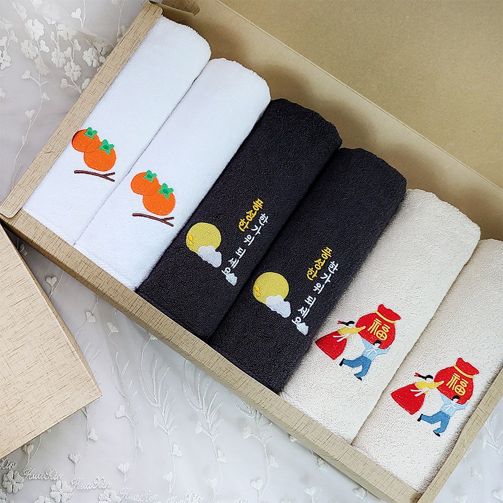 리빙유진 추석선물 고급 자수 수건세트(+손잡이 선물박스) / 단체주문 가능, 1개 25,900원