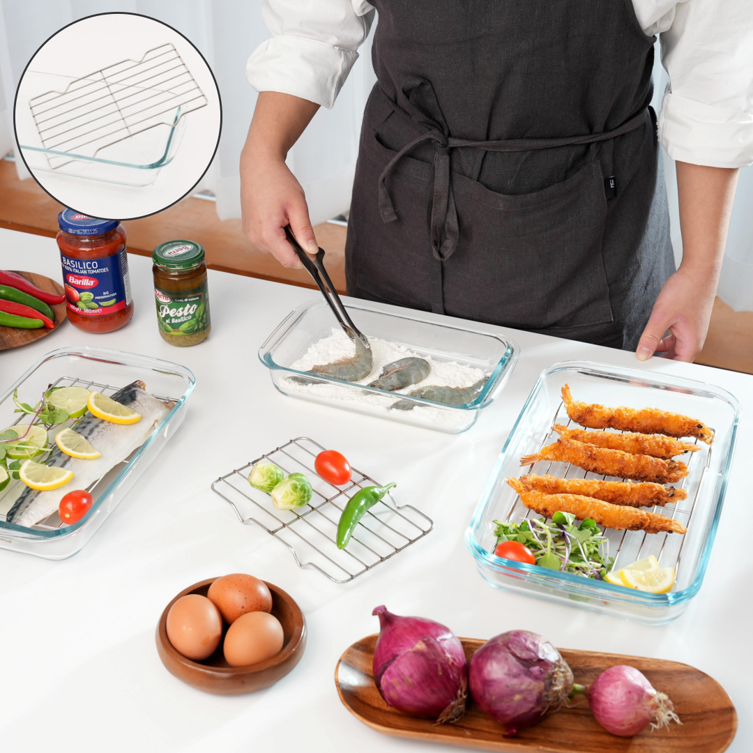 사각 내열유리 오븐용기 클리어 (스텐 트레이포함), 1개 10,900원