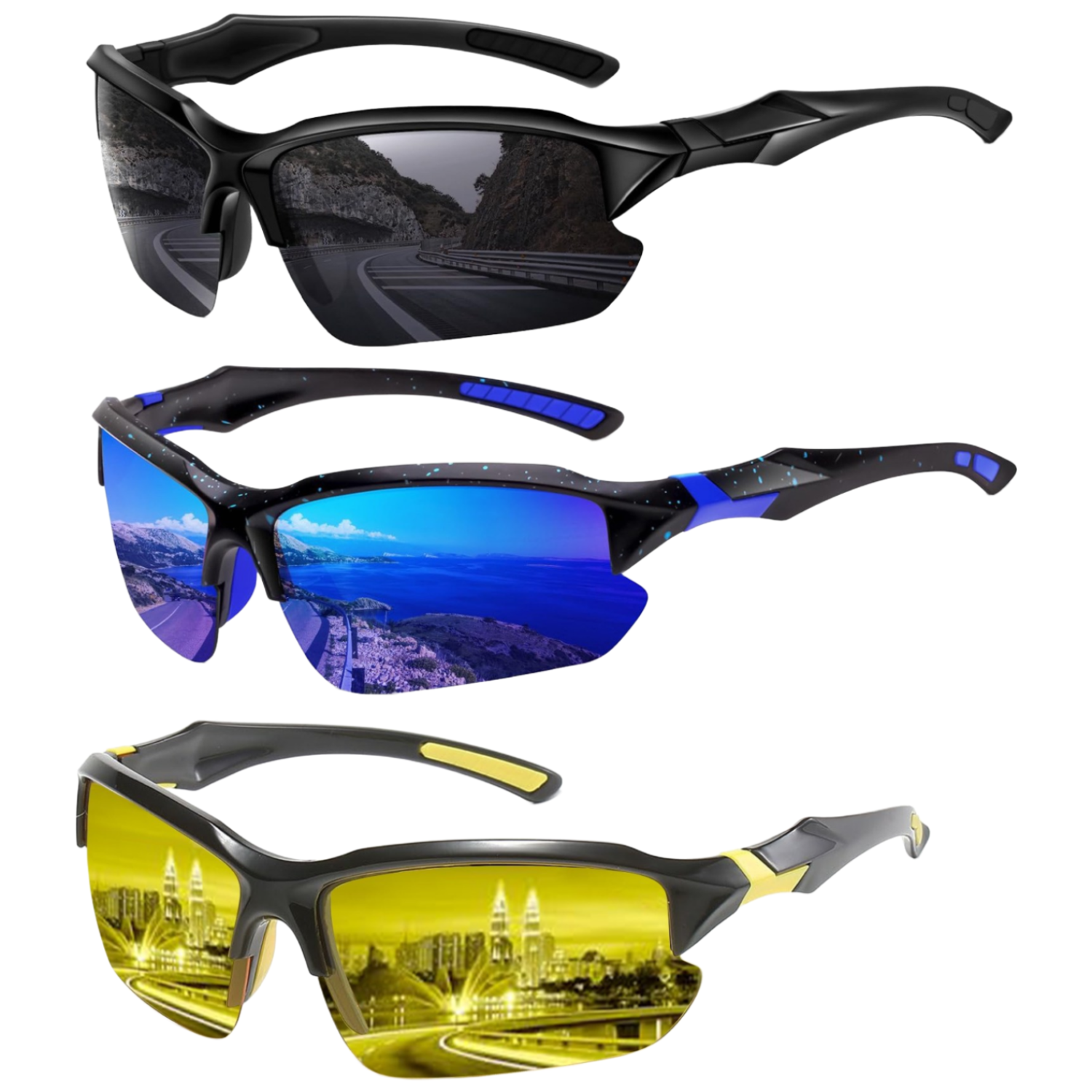 쿠팡 입점 초특가 행사 스포츠 선글라 편광 안경 낚시 사이클링 러닝 등산 레져 자전거 운전 골프 선글라스 주야 남녀공용1+1+1 20,800원