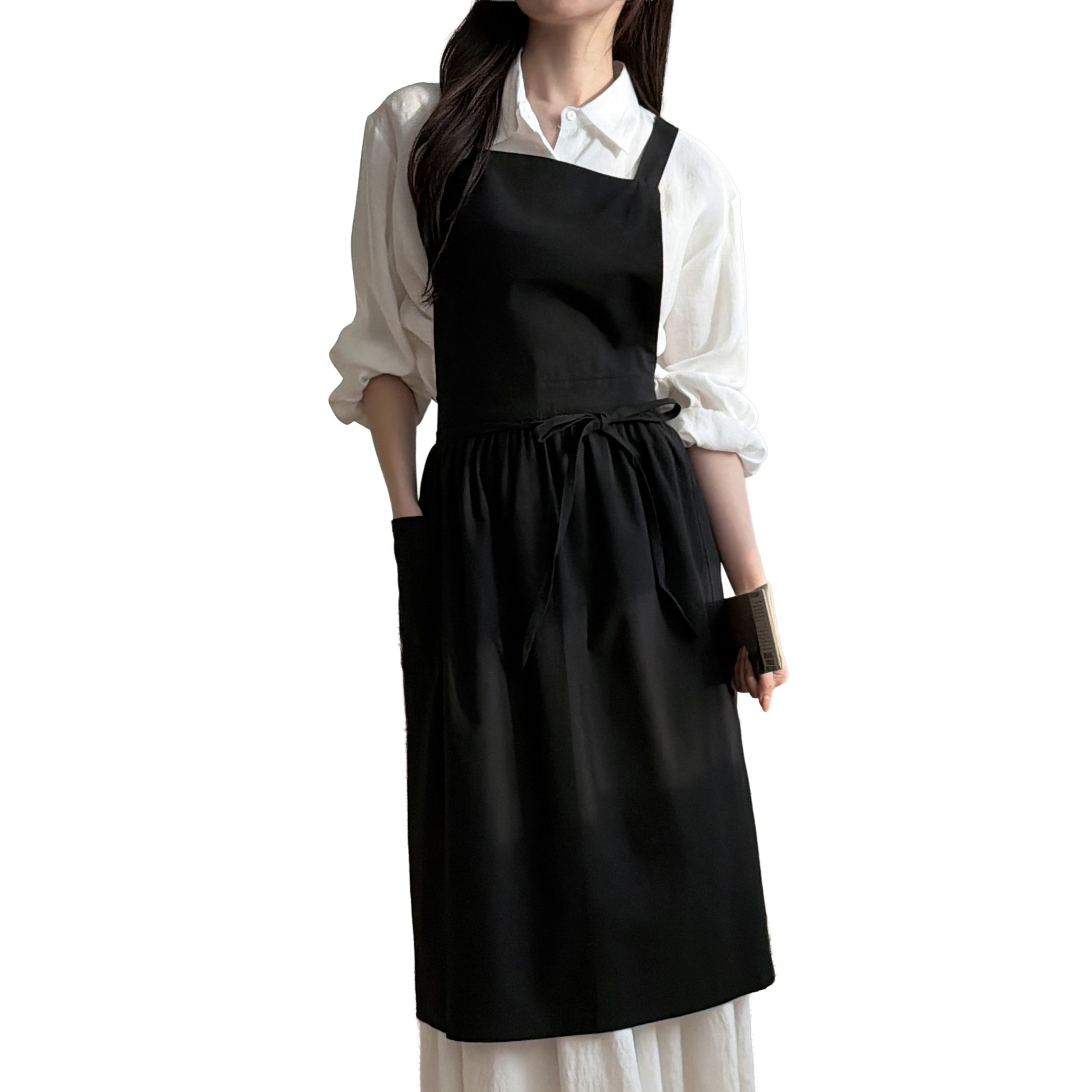 두리앤고 프리미엄 워싱 H형 카페 원피스 앞치마, 블랙, 1개 20,700원