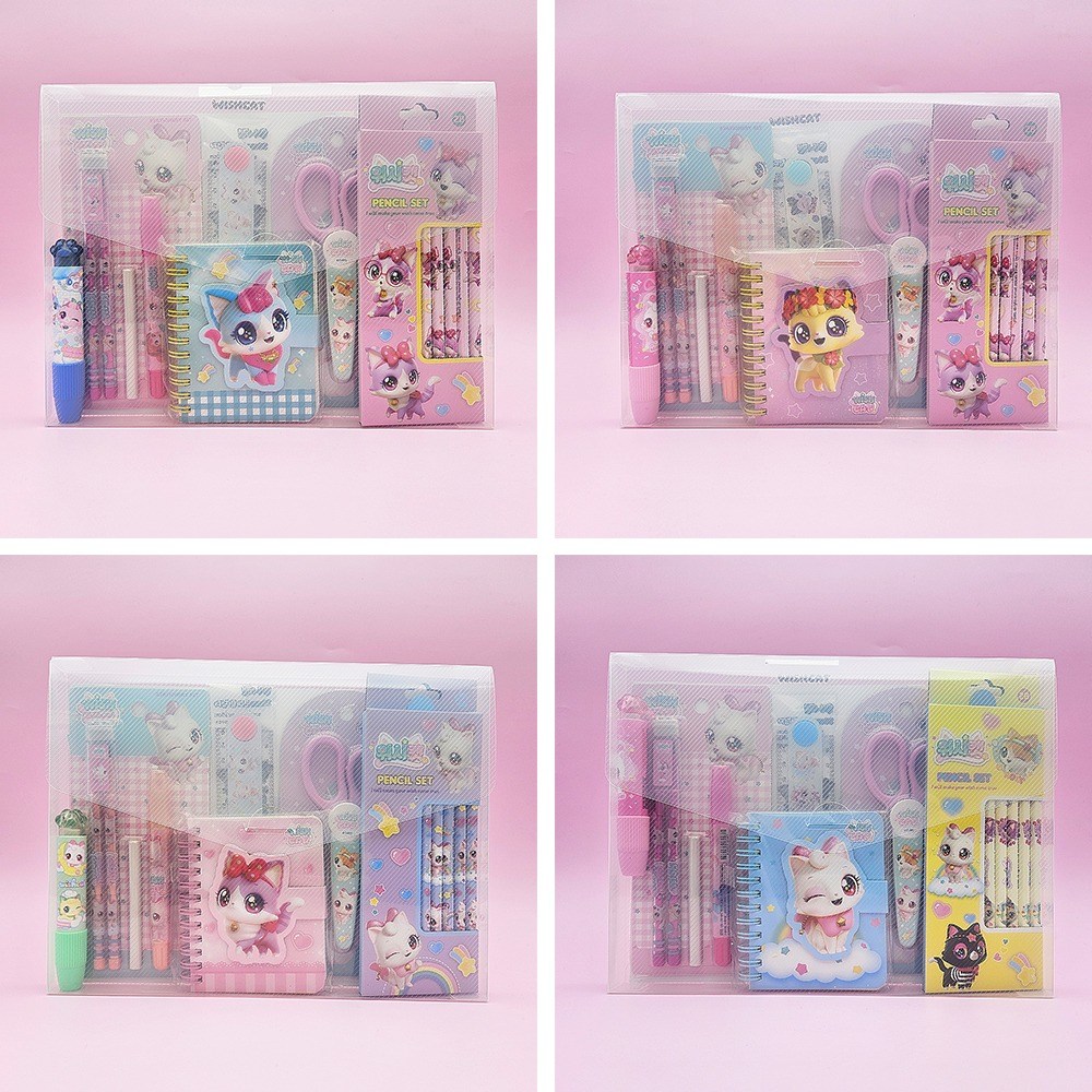 10000 위시캣 러블리 케이스 선물세트 4개묶음 - 실속형 문구세트 학교 학원 마켓데이 선물용 31,360원