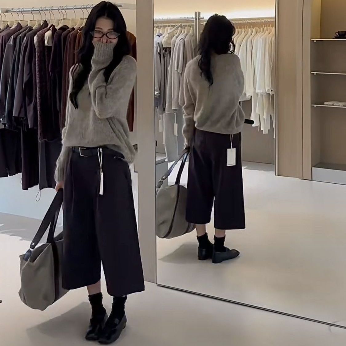 녕동 여성 긴팔 투피스 풀오버 니트 캐주얼 와이드 팬츠 봄가을 투피스 48,800원