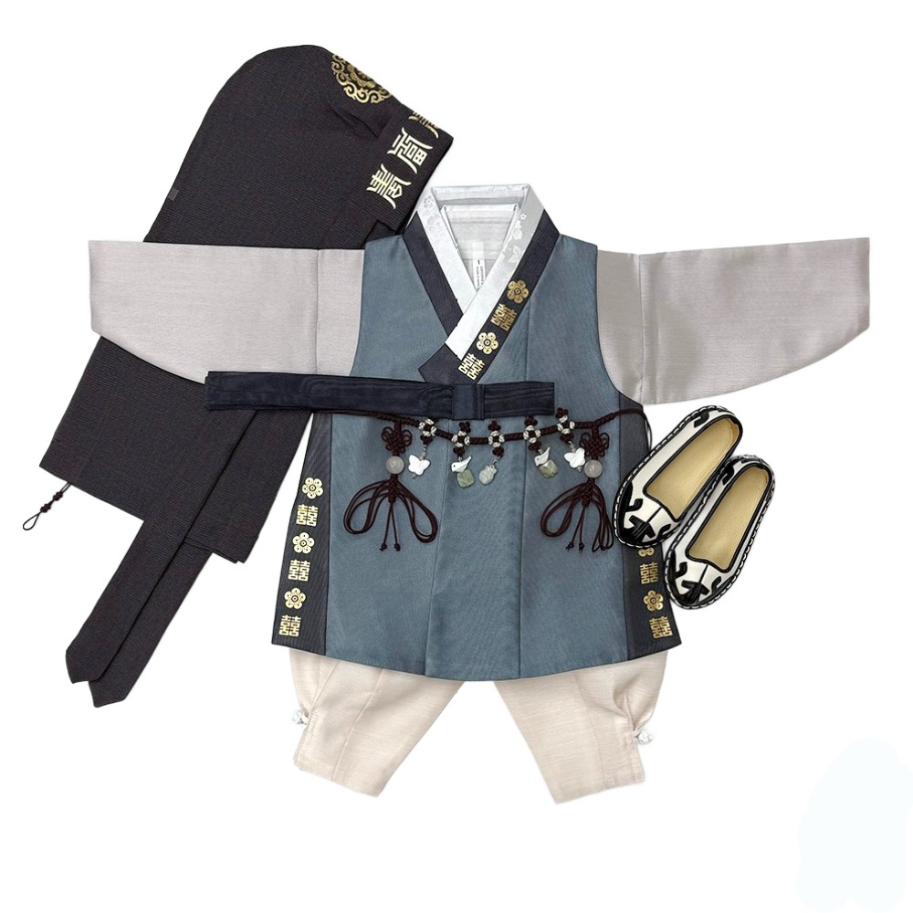 그레이 금박쾌자 고급 남아한복 아동 (1호-12호) 돌잔치 어린이 아기 90,000원