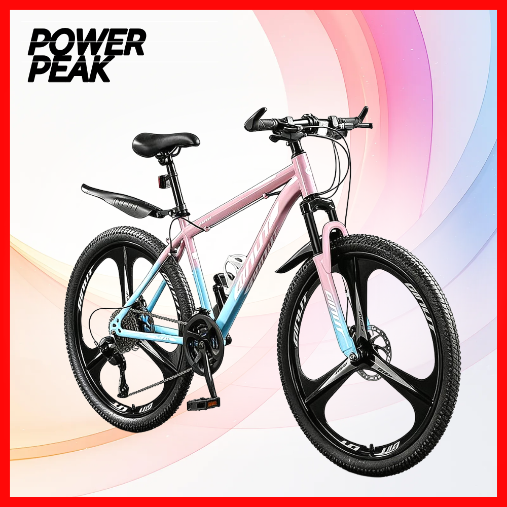 파워피크 MTB 자전거 산악자전거 바이크 자전거 입문용 남녀공용 성인 출퇴근 오프로드, 1개, 165cm, 24인치(140-165cm)/스포크휠/PP핑크 195,000원