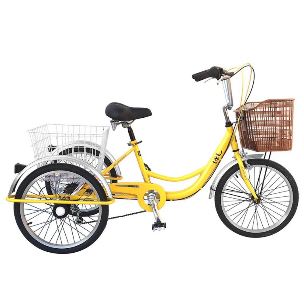 [지멘스 자전거]지멘스 성인삼륜자전거 호시20 시마노7단 바구니 완전조립출고 자전거, 165cm, 호시_옐로우/크롬(무료조립), 1개 398,000원