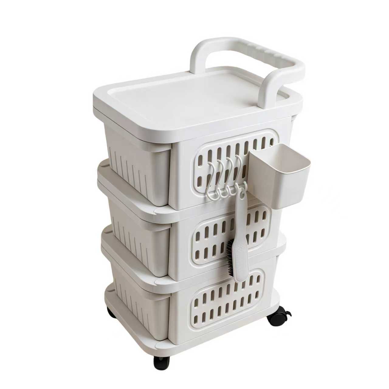 다용도 이동식 트롤리 수납함 서랍형 방진 수납장, 크림, 3단 30,900원