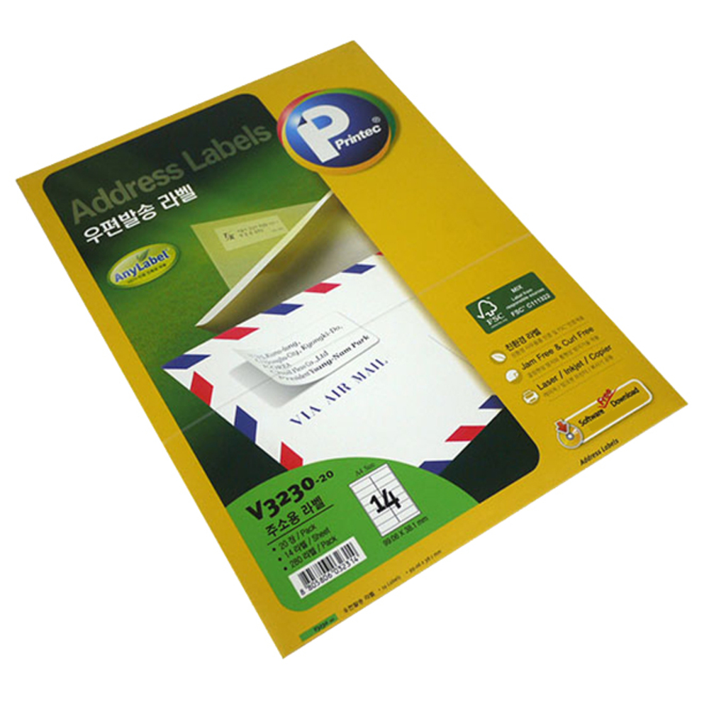 프린텍 애니 우편발송 라벨지 V3230-20 4,450원