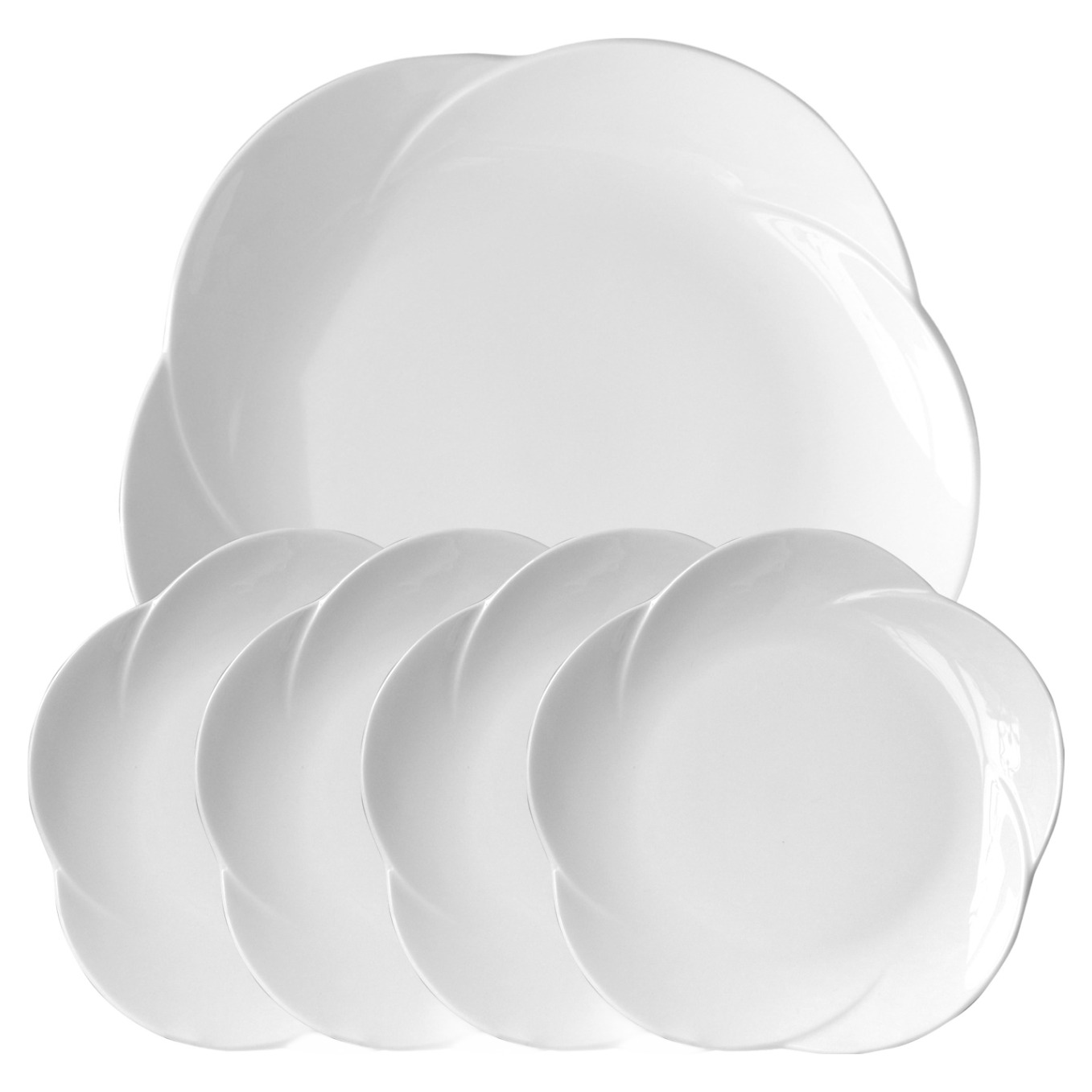 한국도자기 본차이나 홈 뷔페 접시세트, 화이트플라워, 1세트, 17cm(4P) + 27.5cm(1P) 69,260원