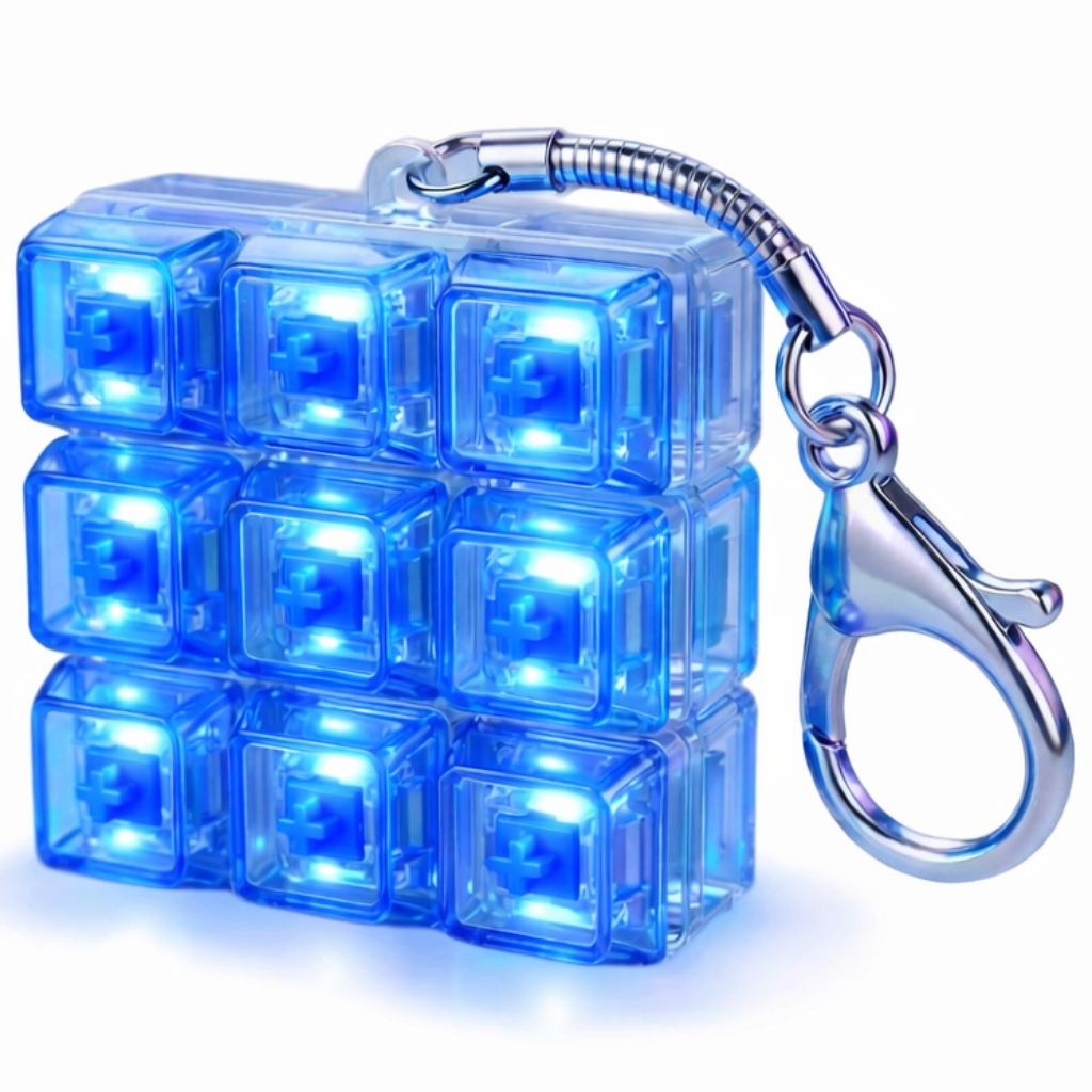 바이아봄 스트레스 해소 LED 키캡 딸깍이 9구 키캡키링, 1개, 투명 13,900원