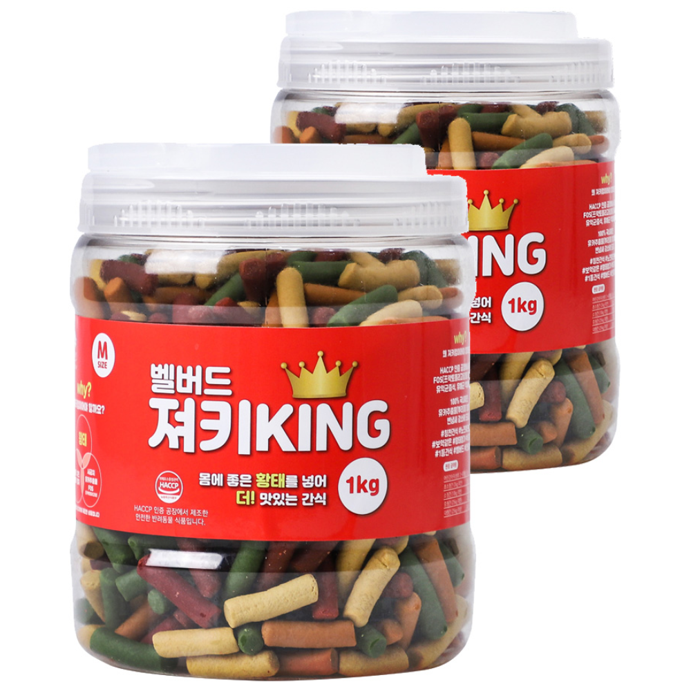 벨버드 져키KING 강아지 간식 M, 혼합맛(황태/연어/참치/오리/치즈), 1kg, 2개 19,200원