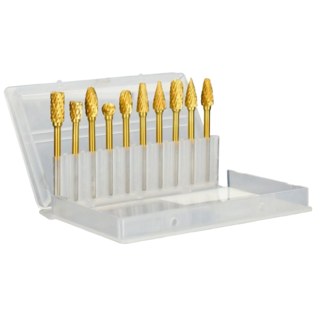 툴에이스 티타늄 초경 로타리바 10개 최고급 세트 드레멜 아이드휠 추지석 샹크3mm, 1세트 28,460원