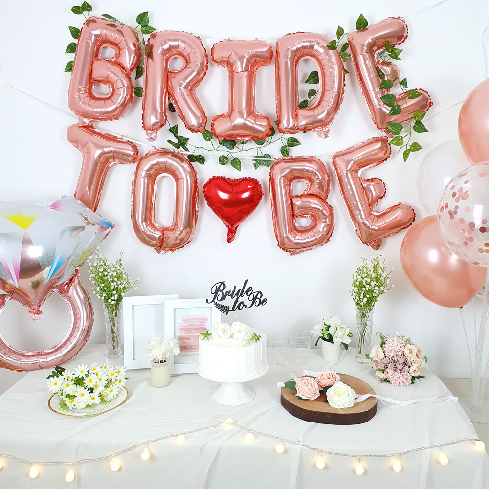 브라이덜샤워 3인 파티 풀패키지 세트(이니셜풍선+컨페티풍선+하트풍선+반지풍선+꽃팔찌+케이크토퍼+면사포+풍선스탠드) 24,900원