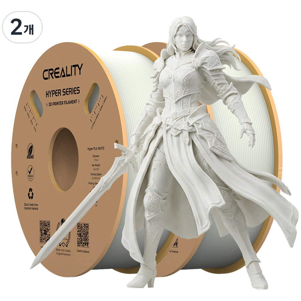 Creality 크리알리티 Hyper PLA 필라멘트 고속 프린팅 3D 프린터 고속 필라멘트 1KG, 흰색+흰색 38,900원