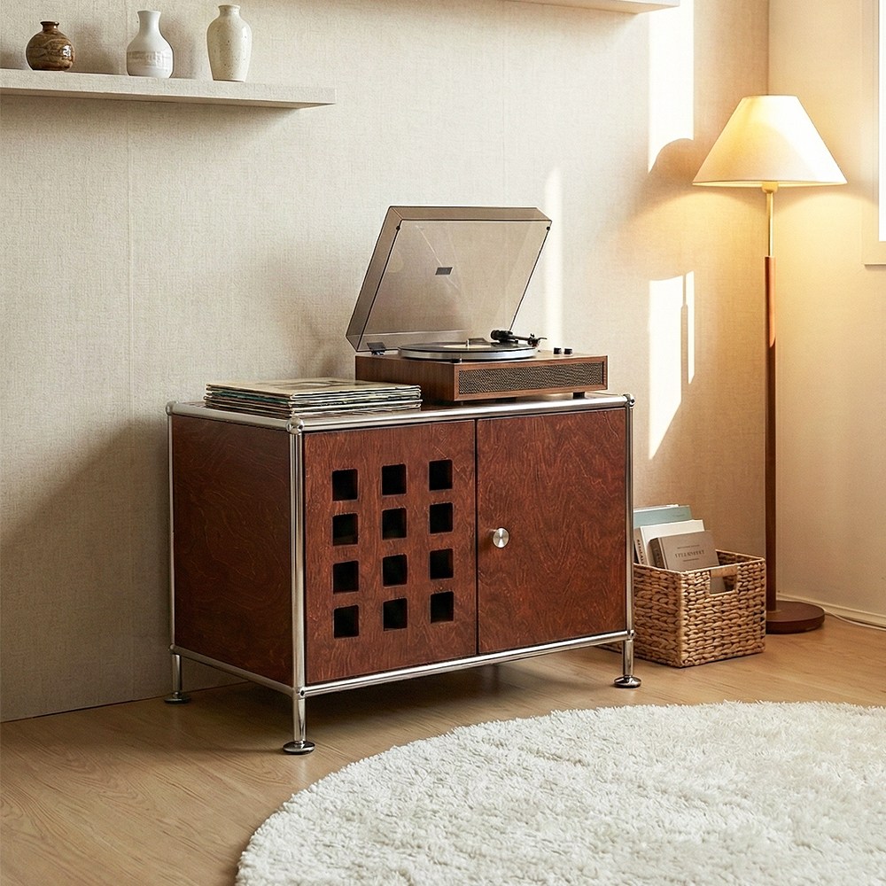 에프룸 미드센츄리 사각타공 다용도 양문도어 거실 수납장 NF520 2x1HD 212,000원