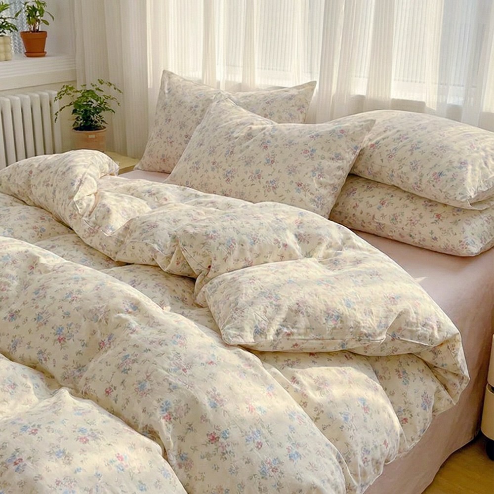 포근달 꽃무늬 워싱면 이불 고밀도 먼지없는 차렵이불 워싱면 극세사 사계절 이불 27,900원