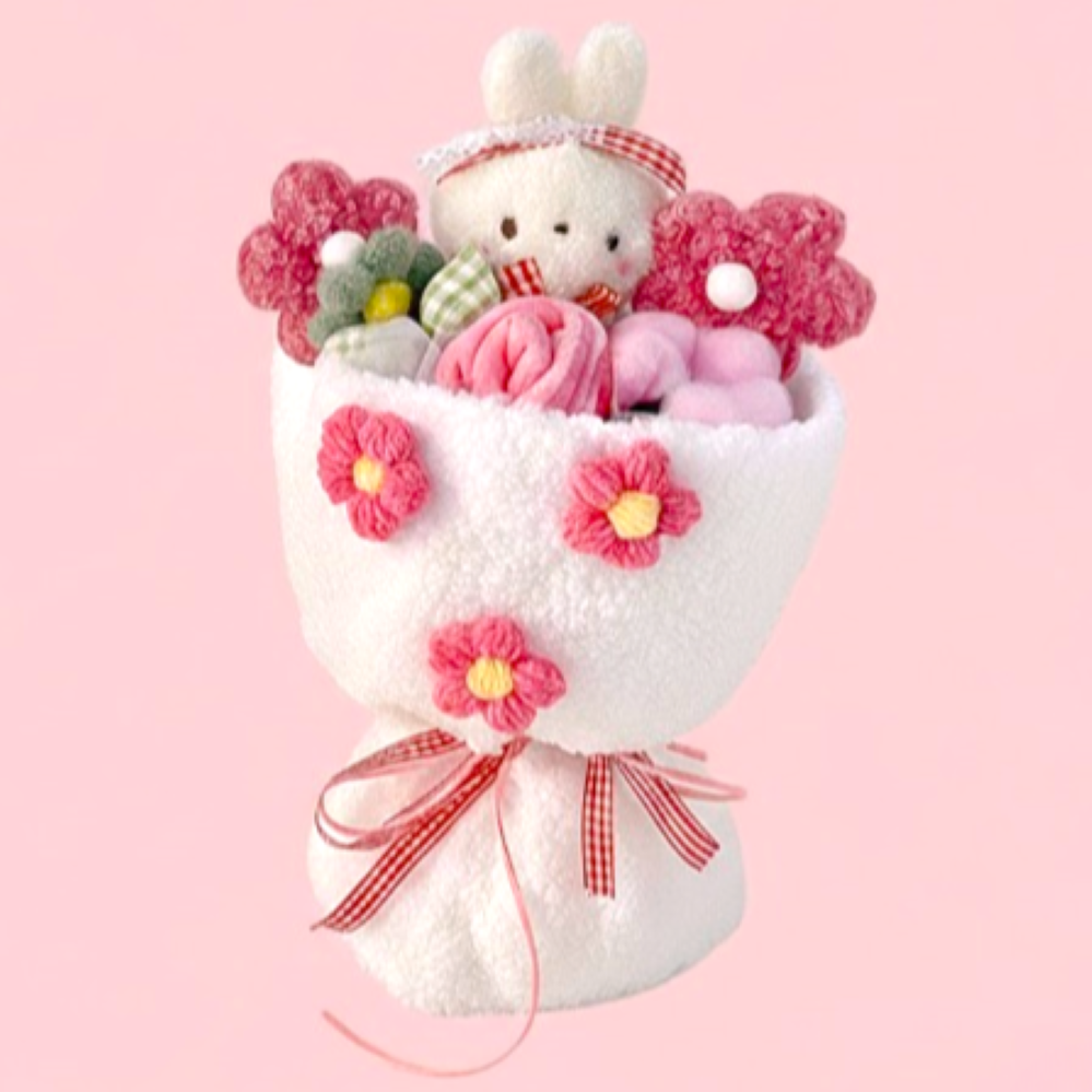 글로우포레 발렌타인 기념일 인형 꽃다발, 1개, 화이트 17,100원