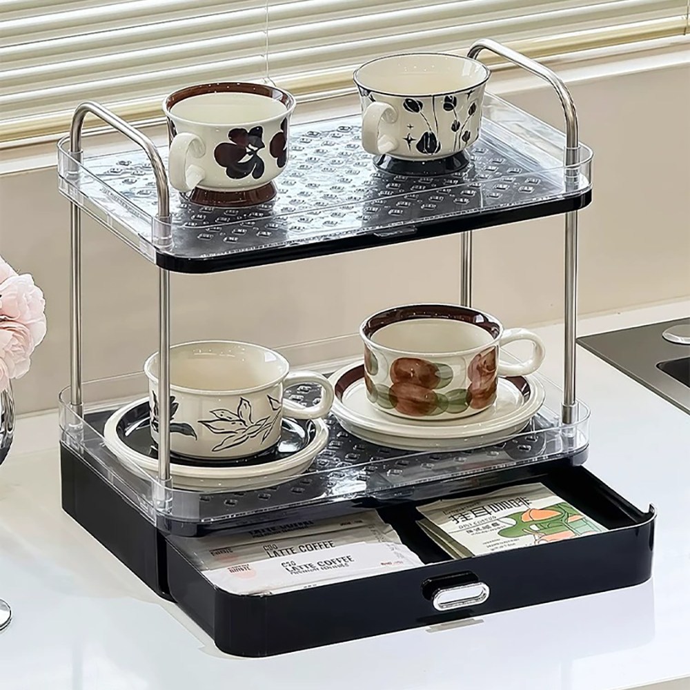 Alemon 서랍형 물컵 식기건조대 2단컵건조대 컵정리대, 검은색, 1개 23,000원