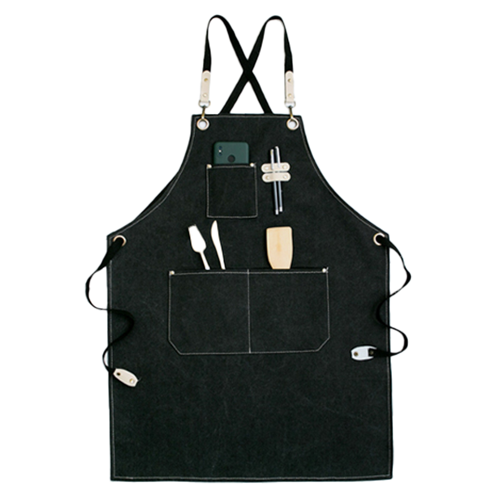 디오셀 프리미엄 심플 캔버스 포켓 앞치마, 블랙, 1개 6,850원