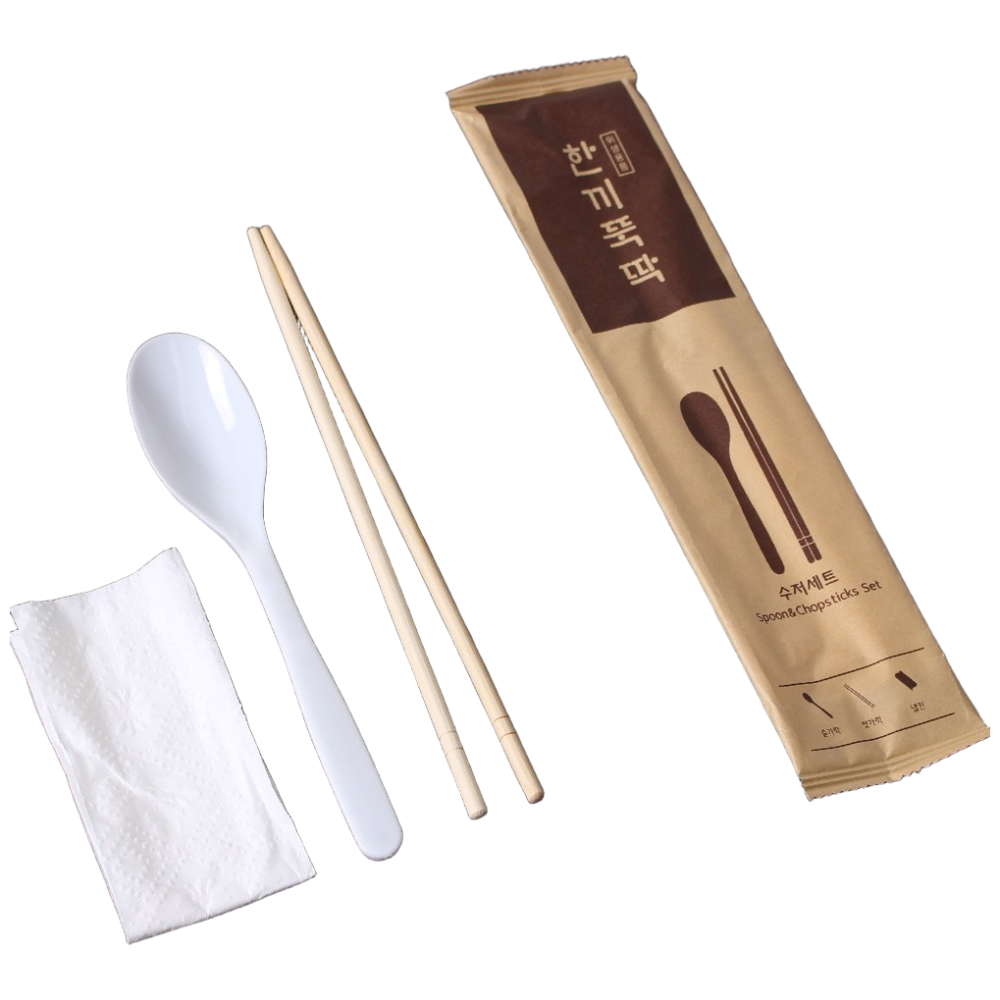 일회용수저세트 크라프트 한끼뚝딱 500세트 170mm수저+200mm둥근대나무 젓가락+냅킨, 500세트, 1세트 48,500원