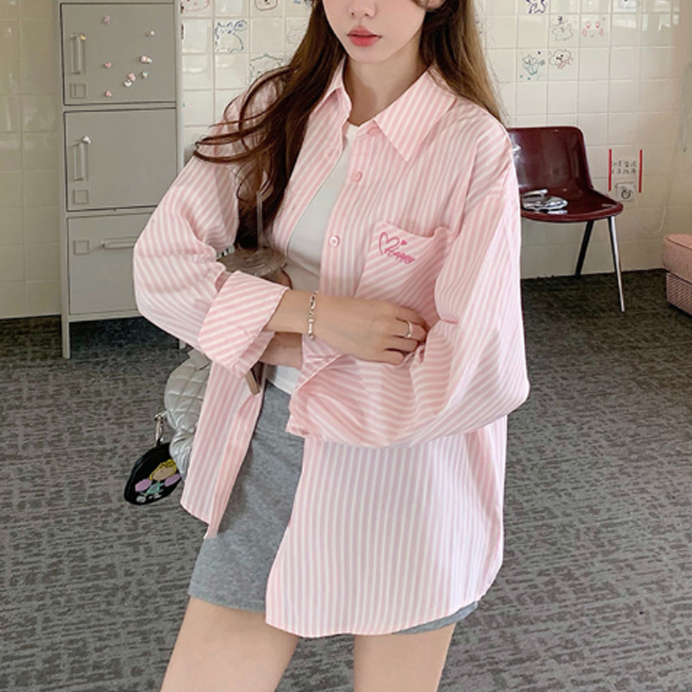 구디프 여성용 웜쿨 세로 스트라이프 셔츠 18,800원