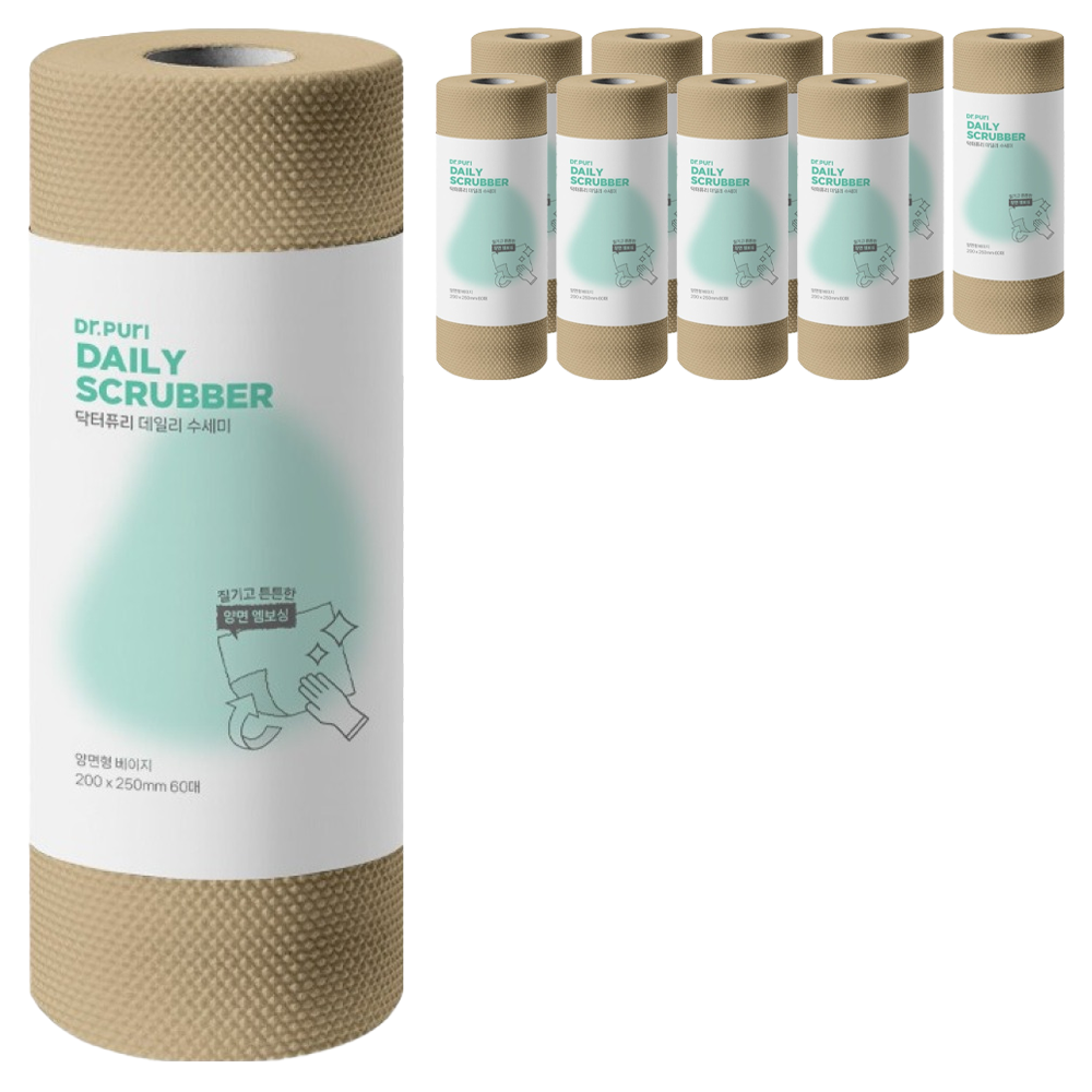 닥터퓨리 데일리 수세미 대형, 베이지, 10개, 60개입 41,110원