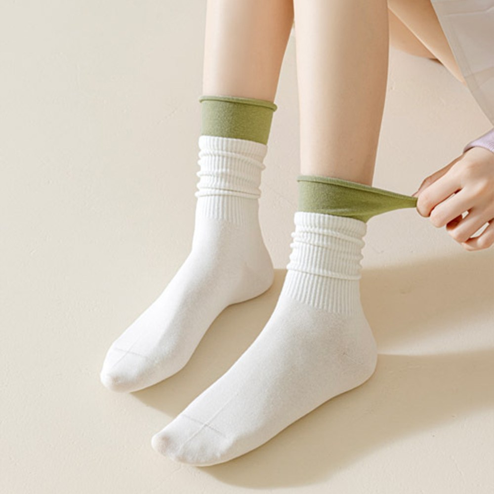 61sec no.528 데일리 중목 무지 골지 양말 투톤 포인트 무지 유니크한 레이어드 남여공용 양말세트 16,900원