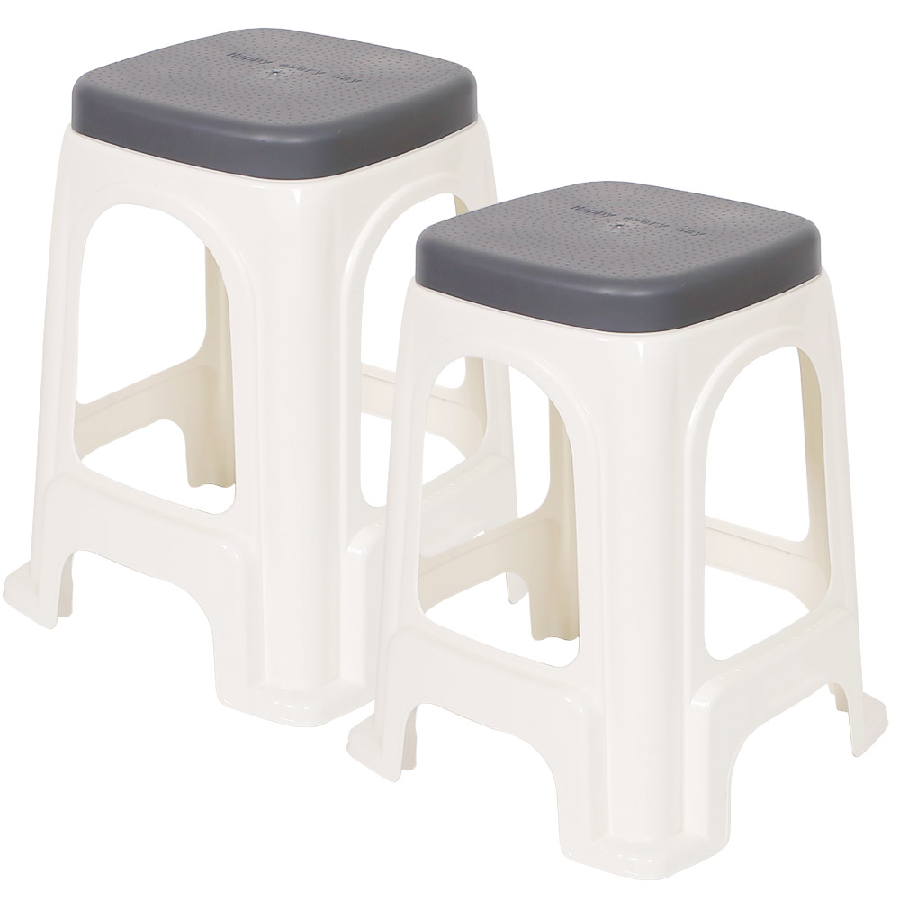 지오리빙 투톤 사각 의자 2p 스툴 욕실 간이의자 야외 베란다 플라스틱 11,600원