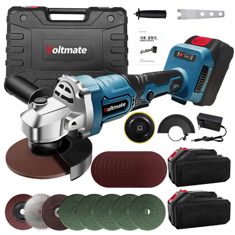 Voltmate BLDC 무선 충전식 전동 브러시리스 그라인더 호환 핸드 3가지 모드 조절 광택기 4000mAh 배터리2개 풀세트 93,850원