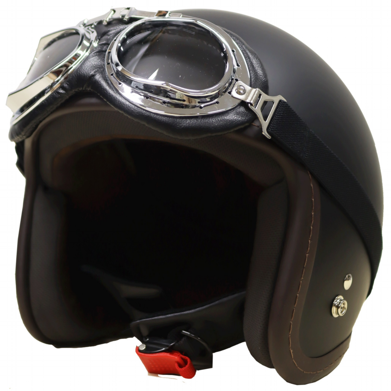 한미 세미젯 클래식 헬멧 오토바이 스쿠터 빈티지 무광 오픈페이스 고글 하이바, 블랙 65,000원