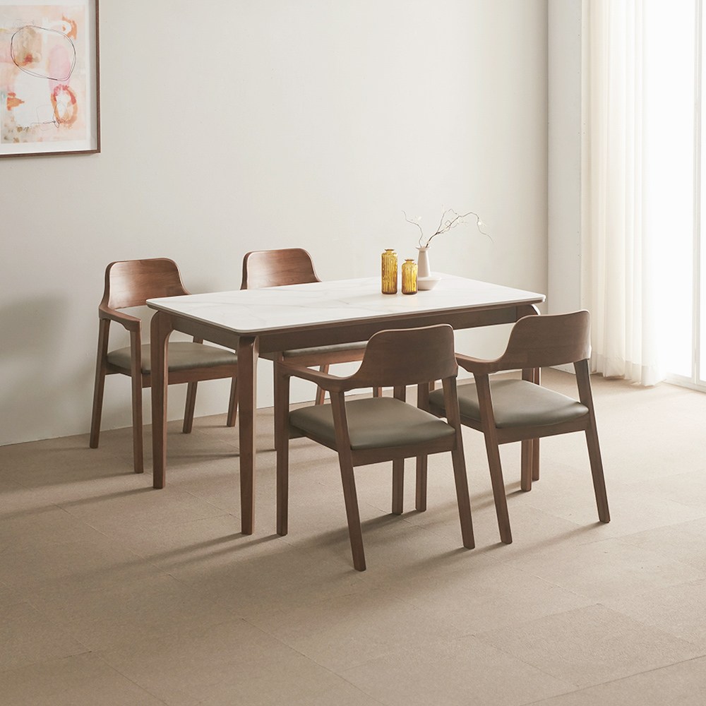 라로퍼니처 베르체 1400 포세린 통 세라믹 참죽나무 순수 원목 4인 식탁 세트 601,000원