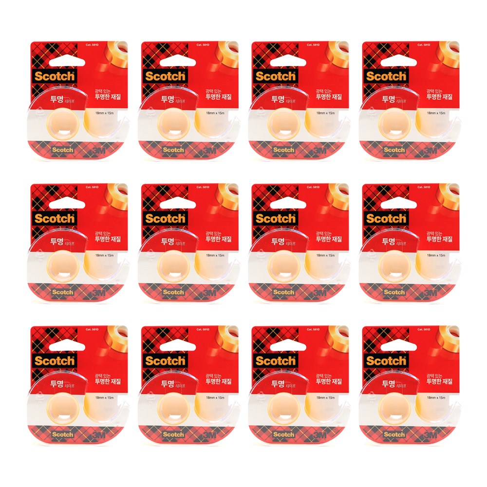 3M 스카치 다용도 투명 테이프 581D 18mm/15m, 12개입 17,800원