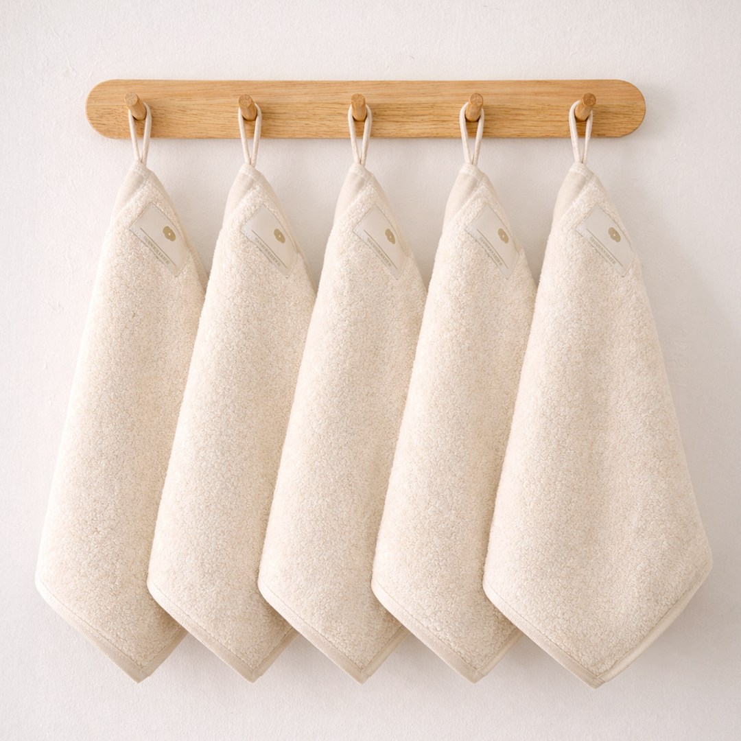 아이주 뱀부 고리수건 세트 5PCS 네임라벨 핸드타올, 5개, 내추럴(31X33cm) 28,900원